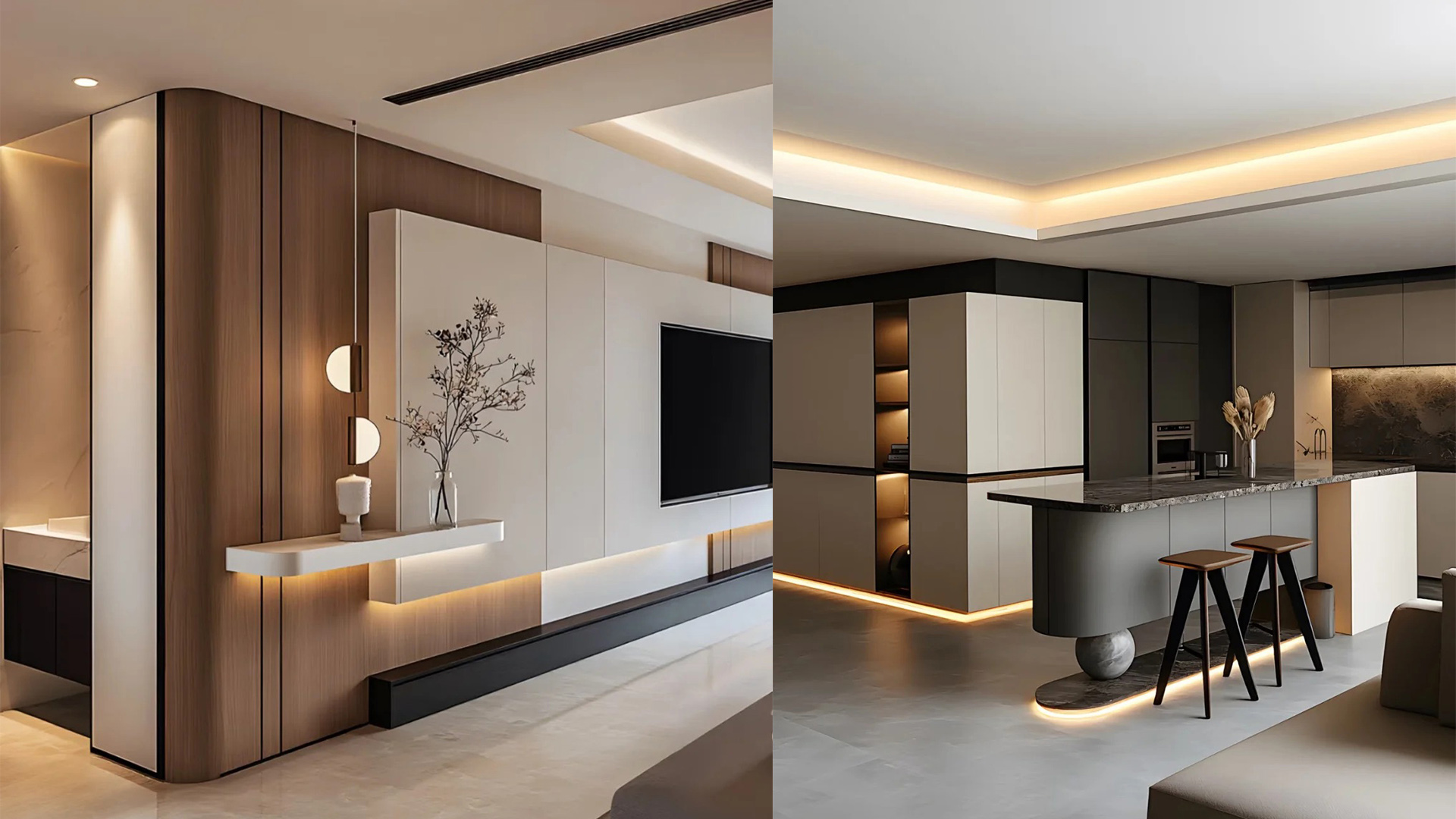 輕奢風設計，大理石金屬與中性色調營造精致感